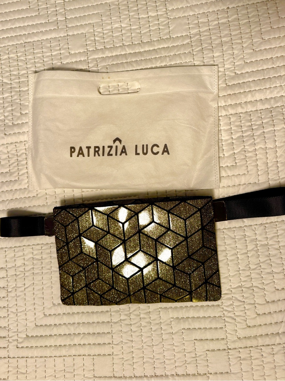 Patrizia Luca Metallic Gold Geometric Belt Bag